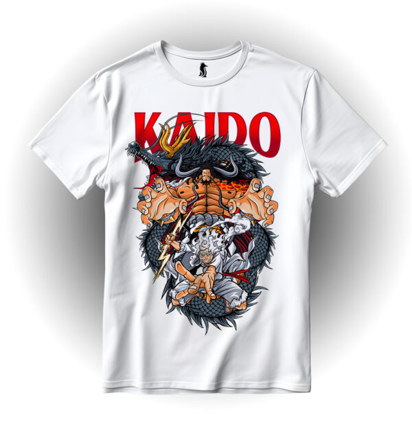 Playera blanca de kaido y lufy